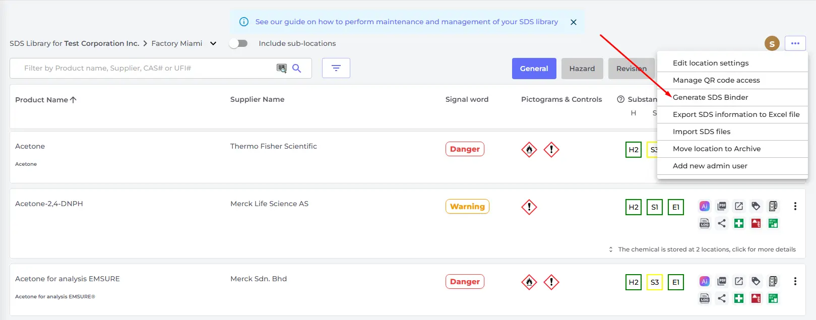 Generate binder option